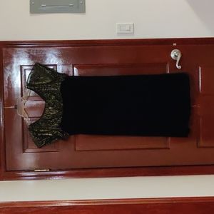 Formal Black dress with gold sheer top